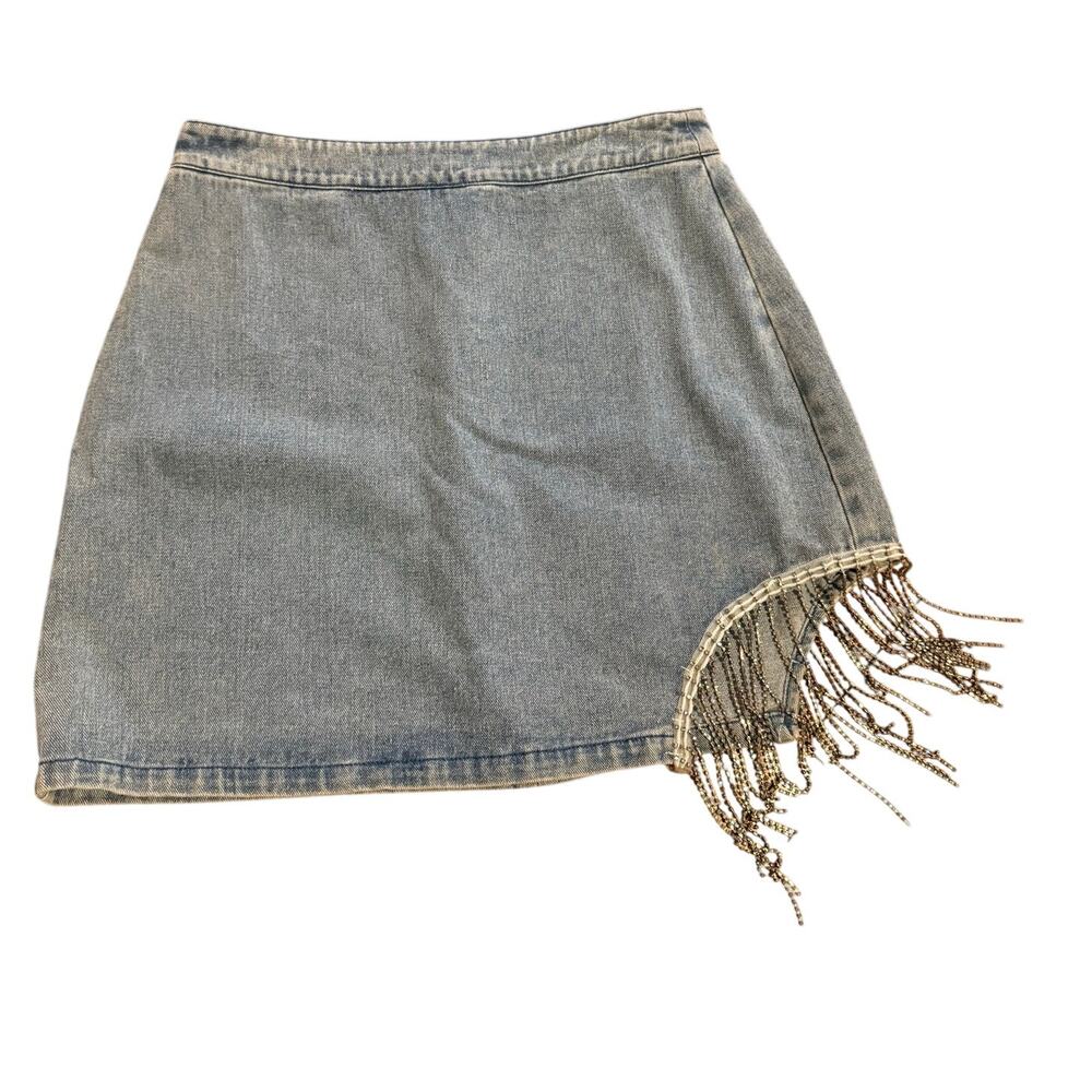 Cloud Ten Women's Denim Skirt with Rhinestones Trim